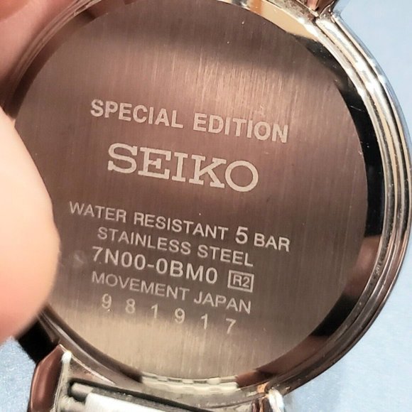 $335 MSRP- Seiko SFQ798 Women\'s Crystal Accent Two Tone Stainless Steel Watch